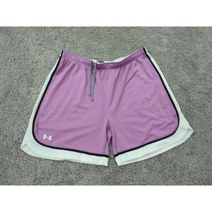 Under Armour Running Shorts Womens Medium Purple Elastic Waist Heatgear Athletic